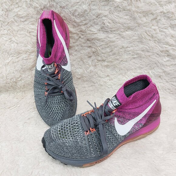 Nike Shoes - Nike Women's Zoom All Out Flyknit Wolf Grey Fire Pink 845361-004 US 9